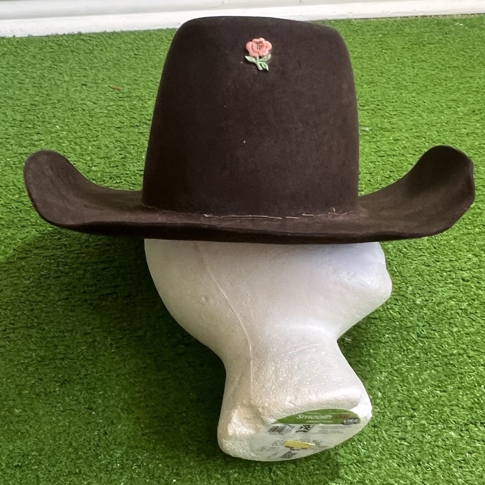 Vintage‎ American Hat Co.  Cowboy Hat SZ 7 Chocolate Brown Custom Flower 1960s